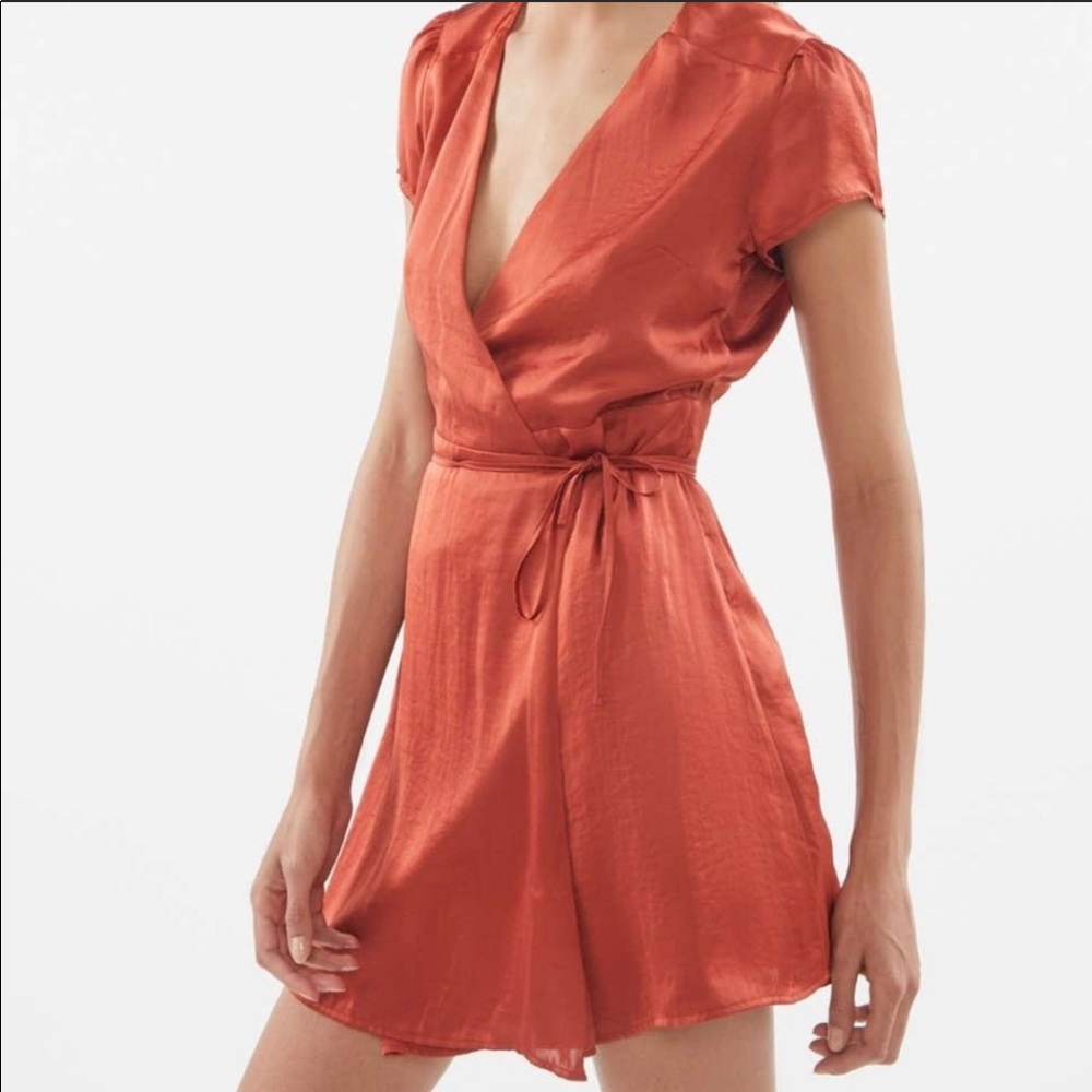 UO Satin Wrap Dress